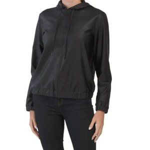 Maison d'Amelie Black Faux Leather Hoodie